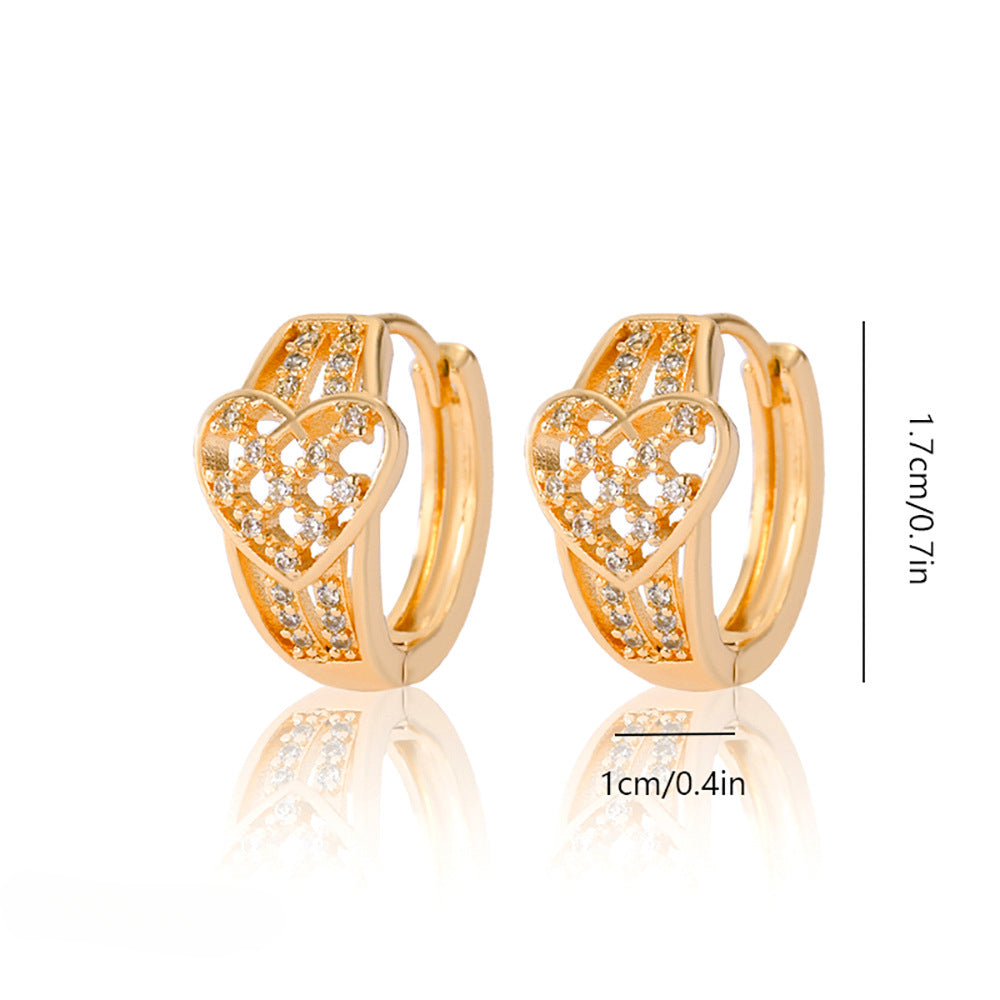 Wholesale Copper Gold Plated Heart Inlaid Zirconia Earrings ACC-ES-HengXuan001