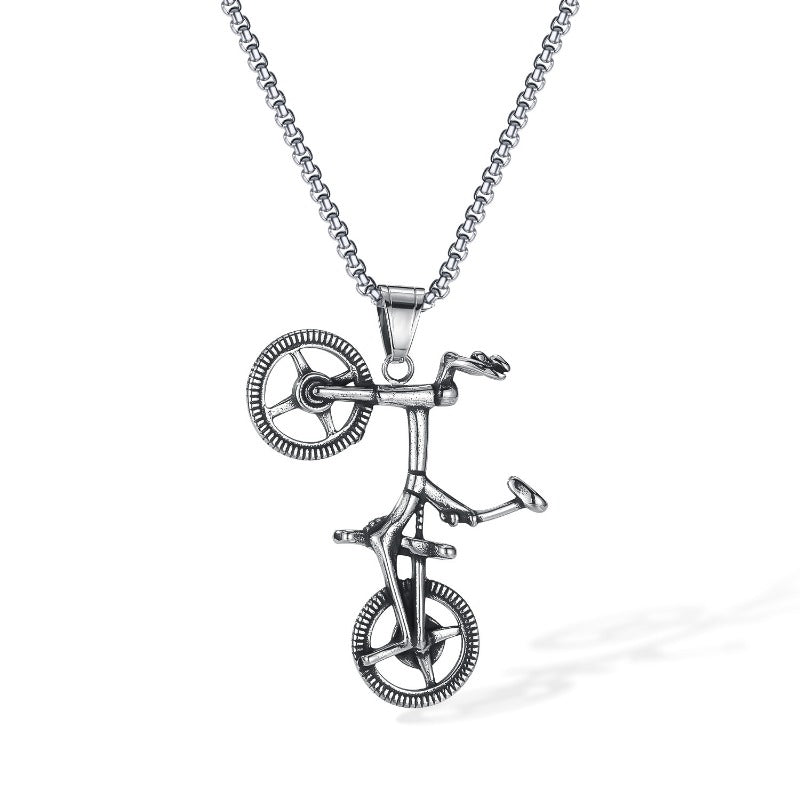 Wholesale Stainless Steel Retro Punk Style Bicycle Necklace ACC-NE-OPK002