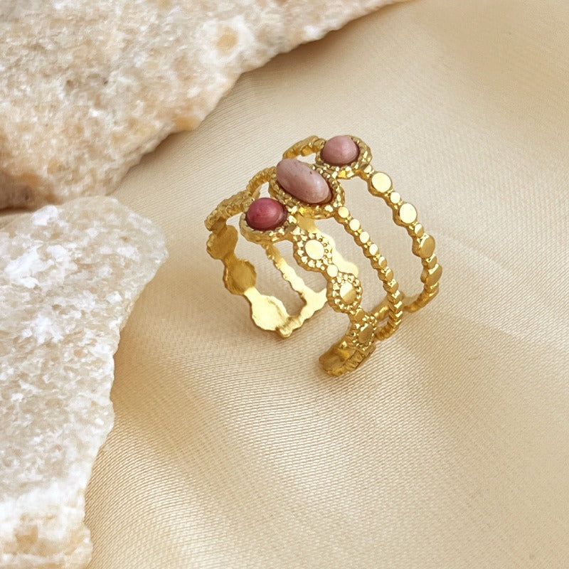 Wholesale Vintage Natural Stone Stainless Steel Rings ACC-RS-YuSen001