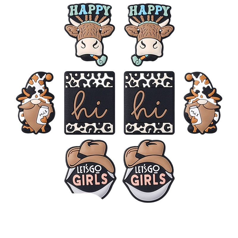 Wholesale 20pcs Cartoon Denim Silicone Focal Beads DIY Beaded Pen Accessories ACC-BDS-RongFa024