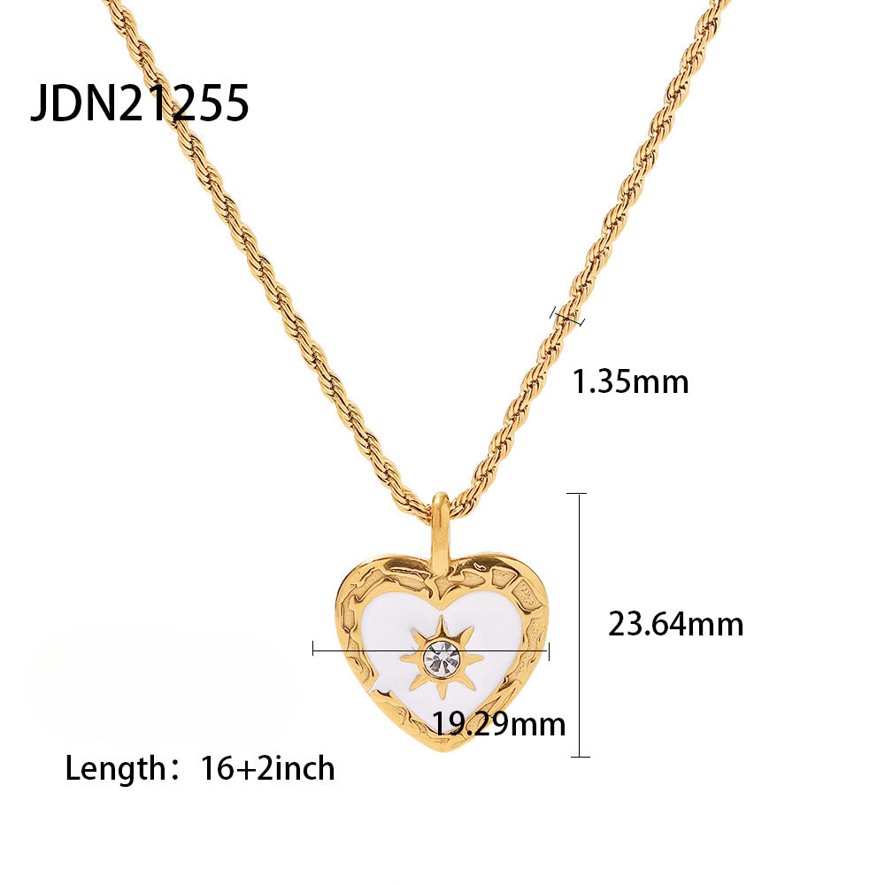 Wholesale Vintage Stainless Steel Mother of Pearl Heart Necklace ACC-NE-WanXing001