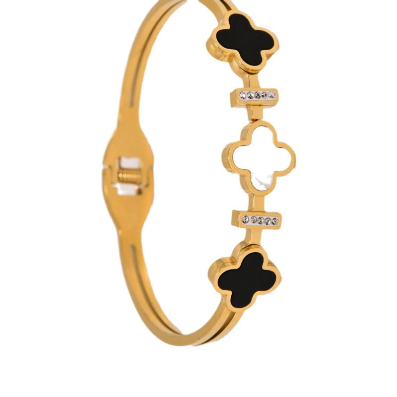 Wholesale Light Luxury Titanium Steel Four-leaf Clover Bracelet ACC-BT-Liyan004