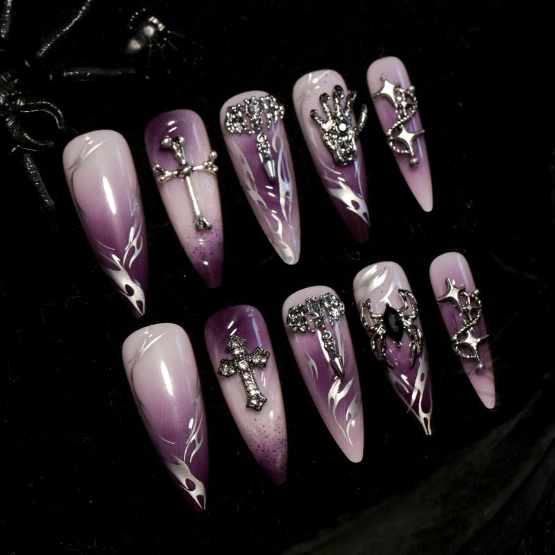 Wholesale 24 Pieces/box Halloween Flame Cross Nail Stickers ACC-NS-LeFan077