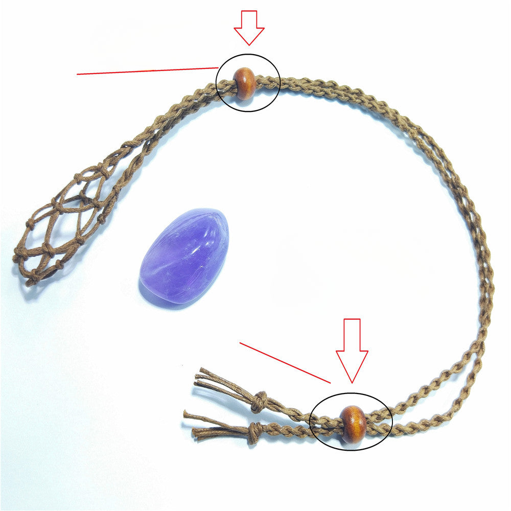 Wholesale Natural Stone Mesh Braided Necklace with Adjustable Vintage Rope ACC-NE-Nius001