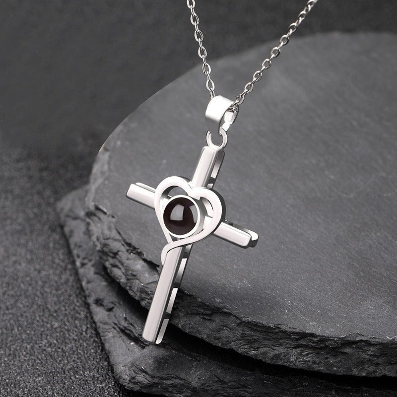Wholesale 100 Languages I Love You Projection Love Cross Necklace ACC-NE-Shiyu005