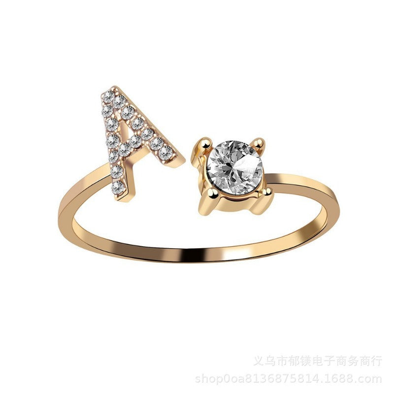 Wholesale Adjustable Open Ring 26 Letter Ring ACC-RS-YuMei016