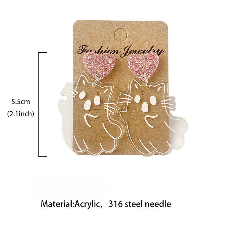 Wholesale Halloween Ghost Cat Cute Funny Ghost Acrylic Earrings ACC-ES-XinChuan046