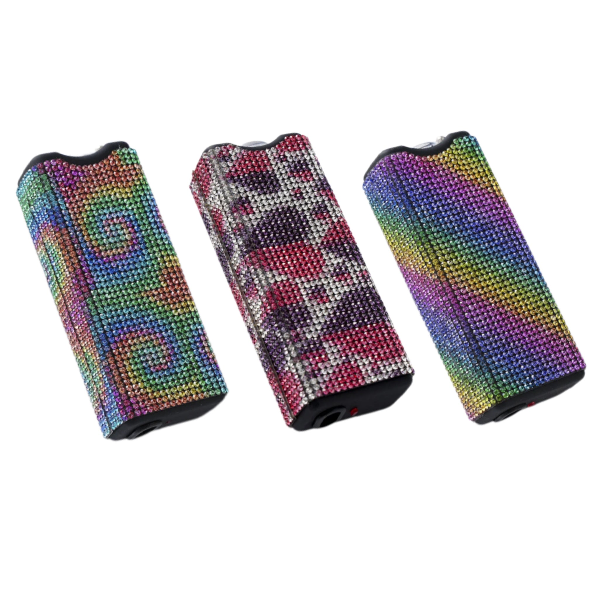 Wholesale 3pcs/set Colorful Butterfly Leopard Print Sunflower Rhinestone Flashlight Keychain ACCHW-KC-ZhiYa005