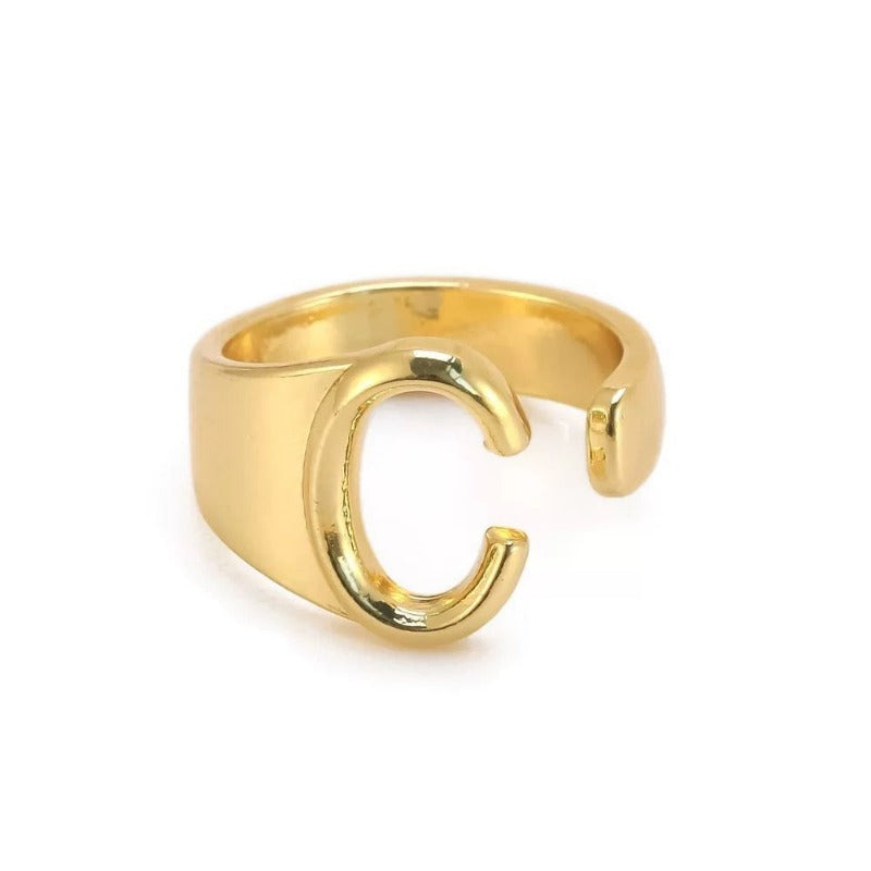 Wholesale English Letter Ring Open Adjustable Ring ACC-RS-TuCai001