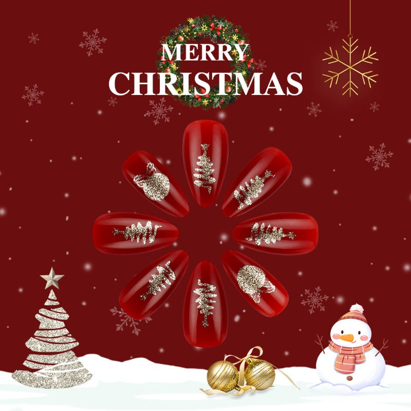 Wholesale 24 Pieces/box Christmas Red Nails Kits Nail Stickers ACC-NS-MiKe012