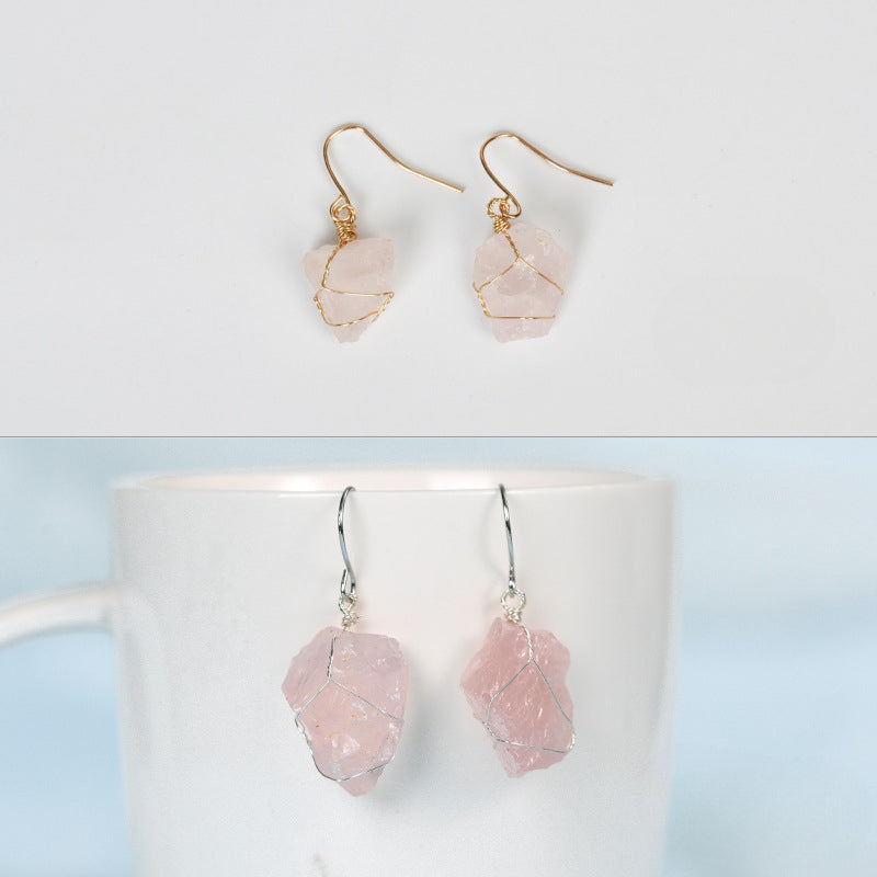 Wholesale Natural Crystal Irregular Rough Stone Earrings ACC-ES-ZhiSF001