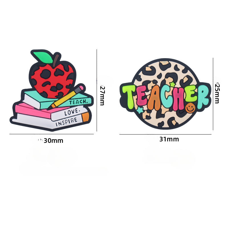 Wholesale 10pcs Cartoon Books Apples Teachers Silicone Focal Beads ACC-BDS-GuangTian008