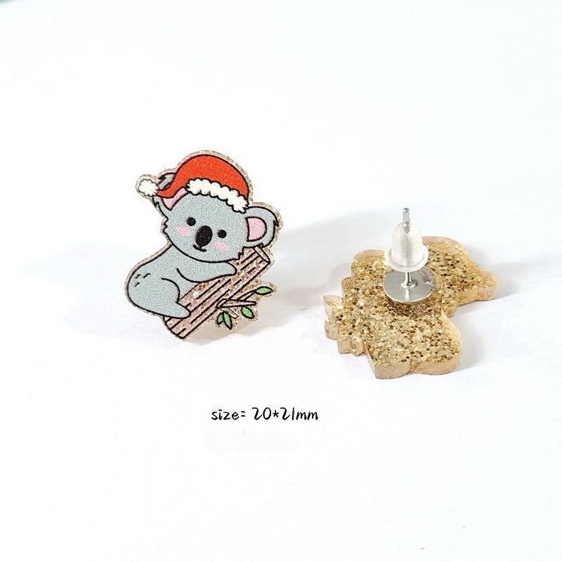 Wholesale Christmas Tree Rainbow Sloth Dinosaur Gingerbread Man Acrylic Earrings ACC-ES-XP026