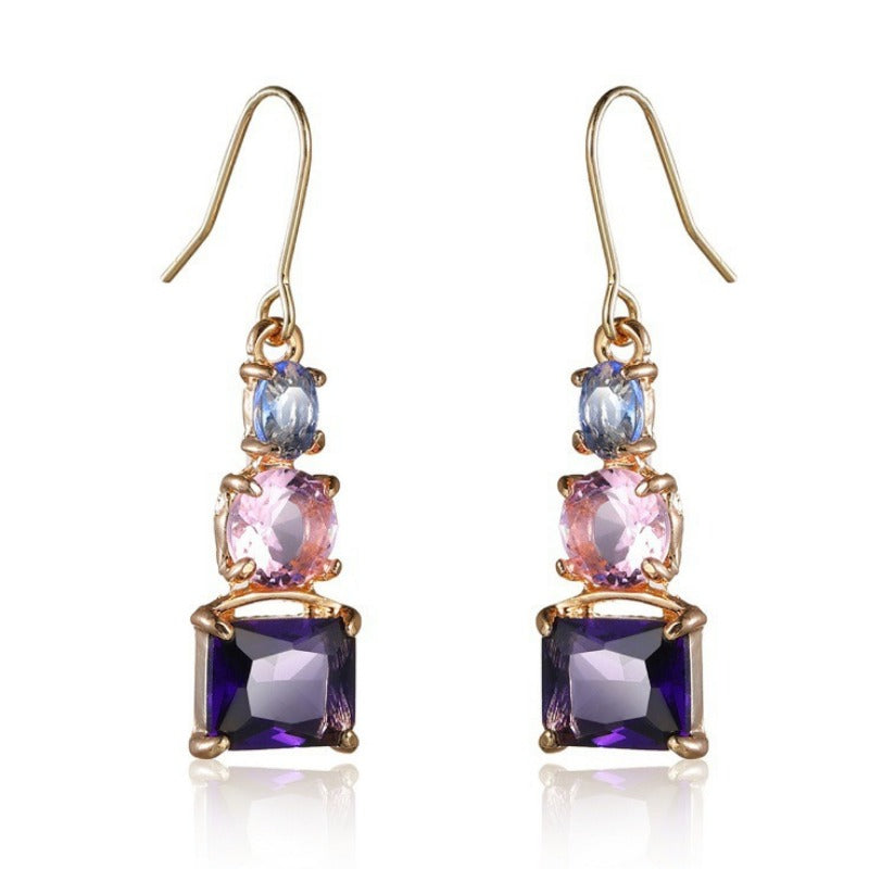 Wholesale Copper Purple Quadrilateral Elegant High-end Earrings ACC-ES-ZhiLing002