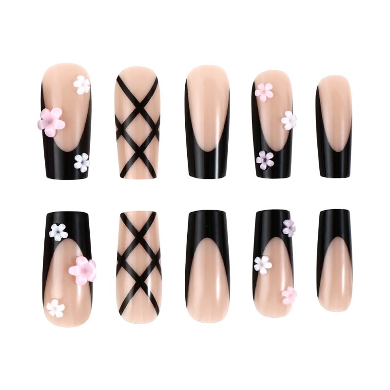 Wholesale 24 Pieces/box Valentine's Day Long Flower Bow Nails Kits Nail Stickers ACC-NS-MiKe030