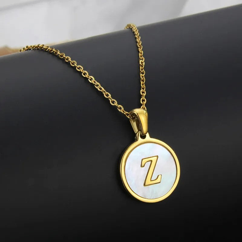 Wholesale Titanium Steel Necklace Round Shell Letter Necklace ACC-NE-BaiTian005