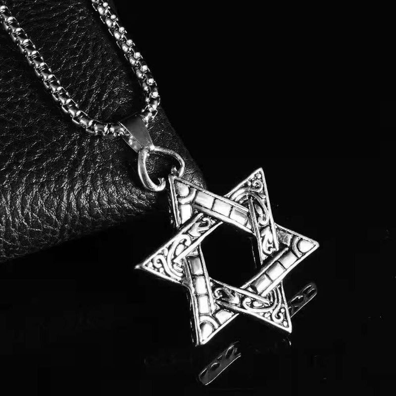 Wholesale Stainless Steel Vintage Double-sided Six-pointed Star Necklaces ACC-NE-Leis006