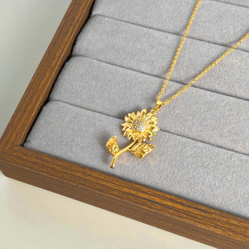 Wholesale Titanium Steel Van Gogh Sunflower Necklace ACC-NE-YuXun004