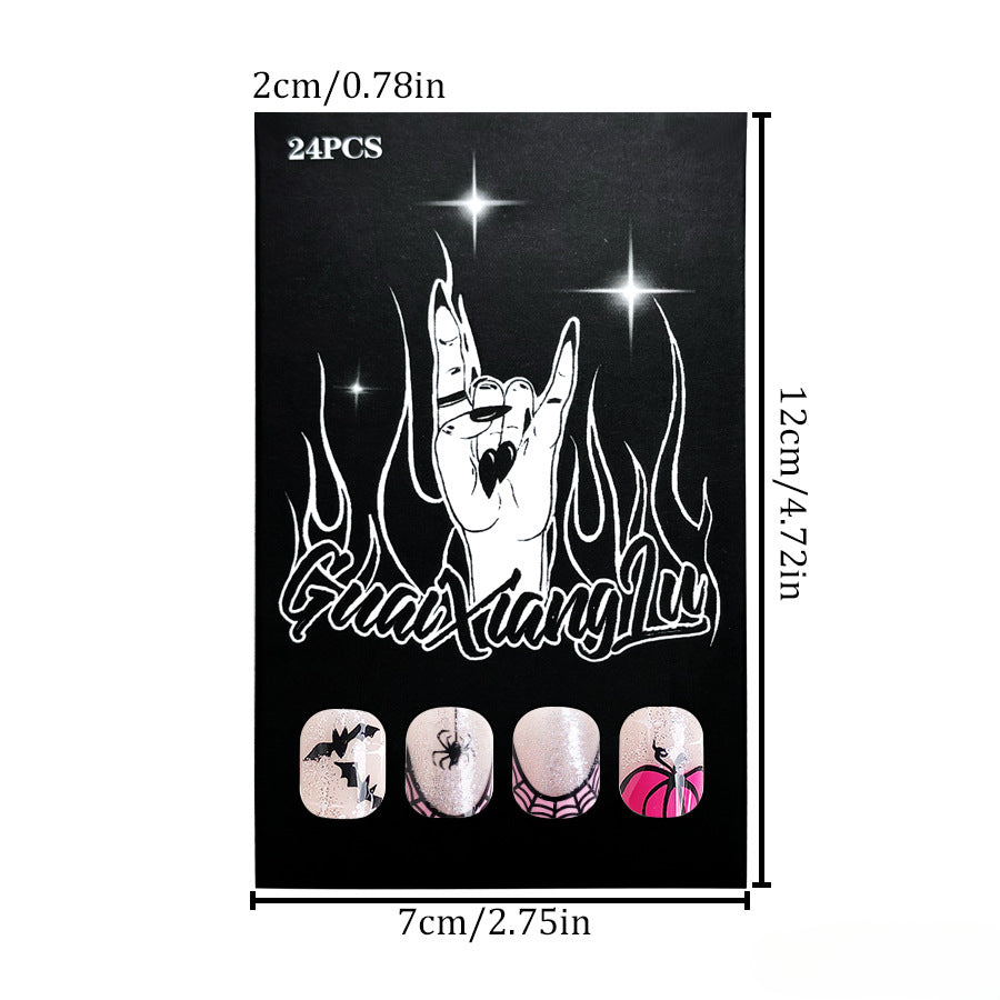 Wholesale 24 Pieces/box Halloween Short Press-on Nails Kits Nail Stickers ACC-NS-GuaiXL114