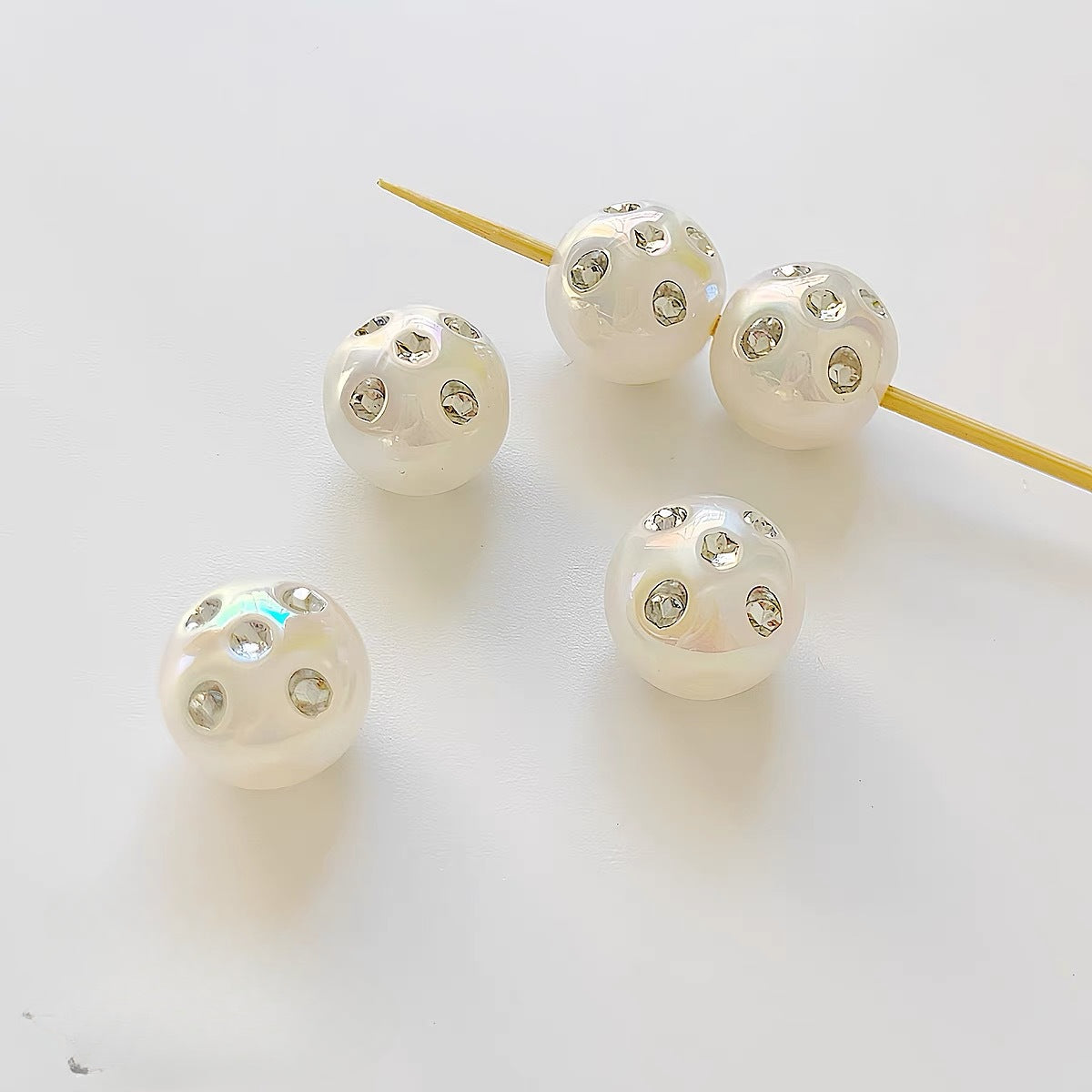 Wholesale of 10pcs 15mm Acrylic UV Plated Colored Diamond Round Bead DIY Beaded Pen Accessories ACC-BDS-JFei004