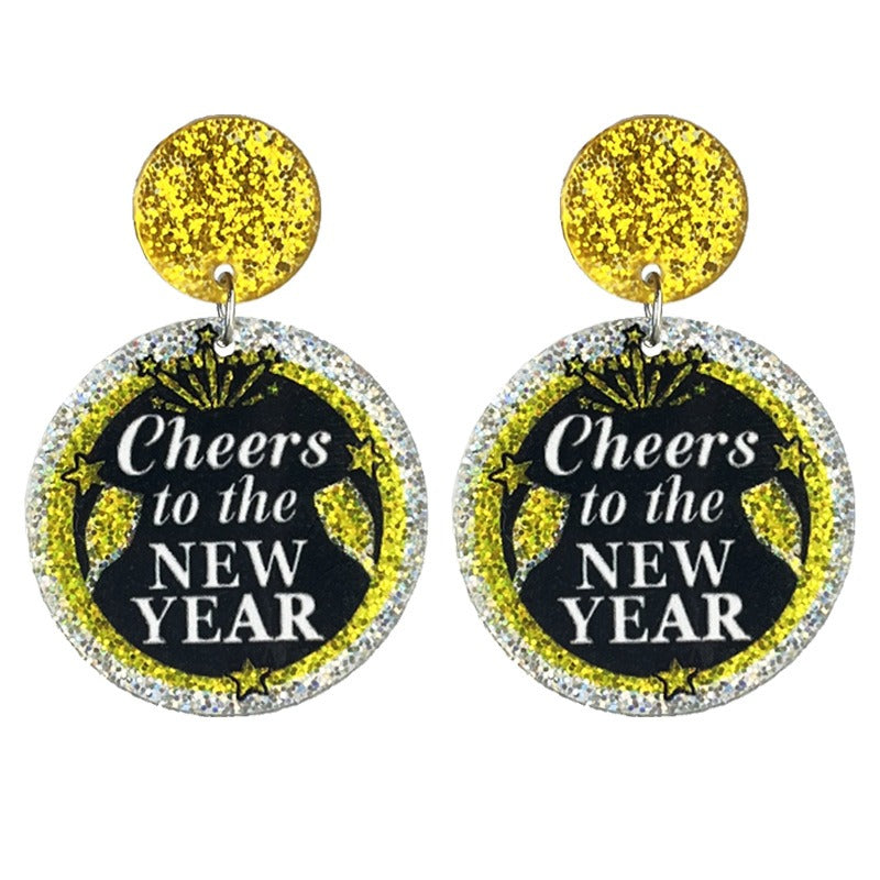 Wholesale  2 Pairs/pack Acrylic Fireworks Champagne Toast Shining Earrings ACC-ES-HY190