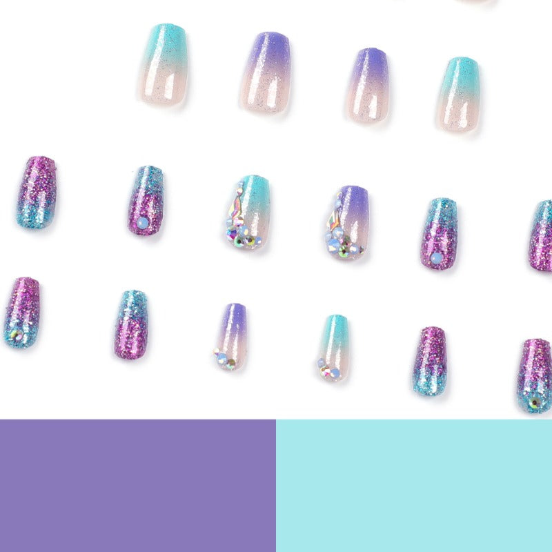 Wholesale 24 Pieces/box Gradient Color Diamond Nails Kits Nail Stickers ACC-NS-LeFan203