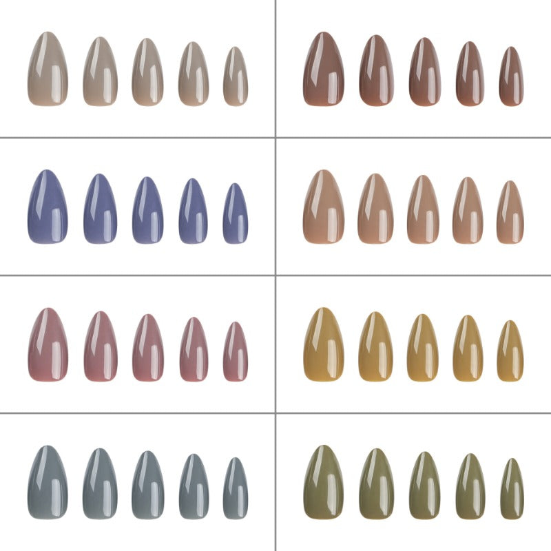 Wholesale 24 Pieces/box Solid Color Shiny Nails Kits Nail Stickers ACC-NS-LeFan133