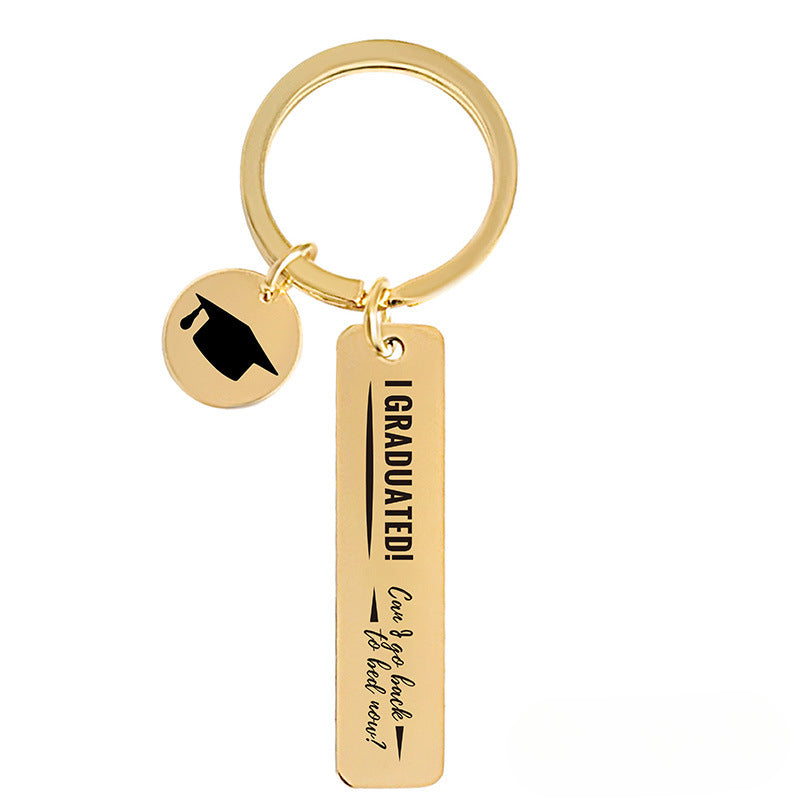 Wholesale 2024 Graduation Season Inspirational Phrases Square Stainless Steel Keychain ACC-KC-Ganggu013