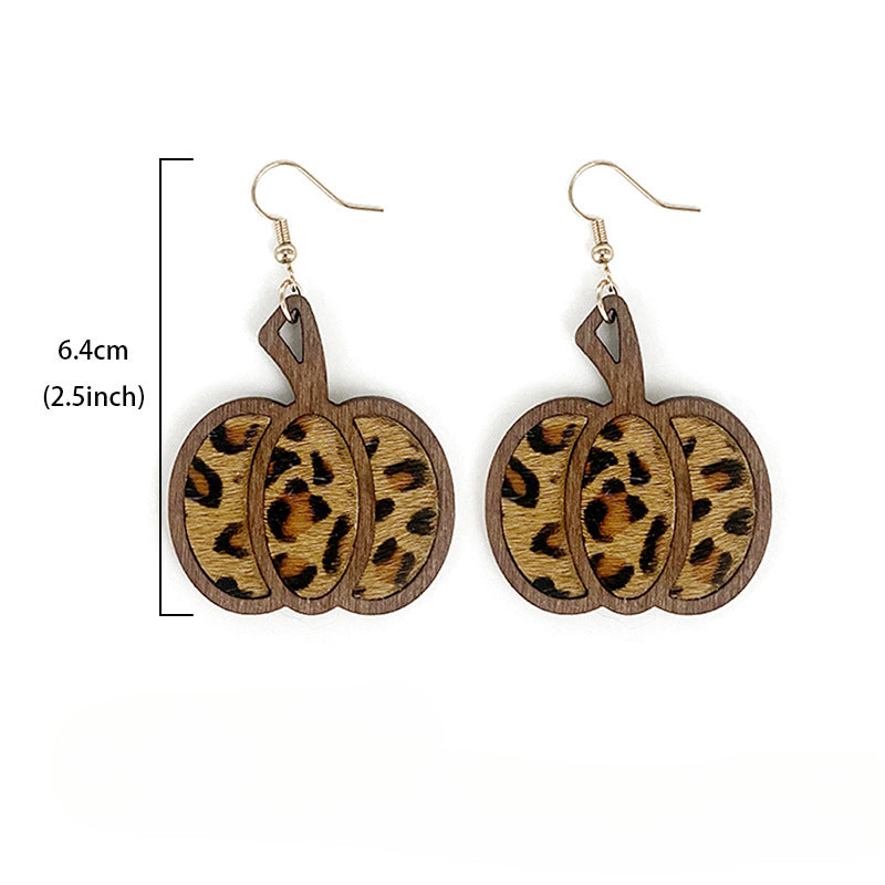 Wholesale Halloween Pumpkin Genuine Halloween Leopard Print Inlaid Hollow Earrings ACC-ES-XinChuan030