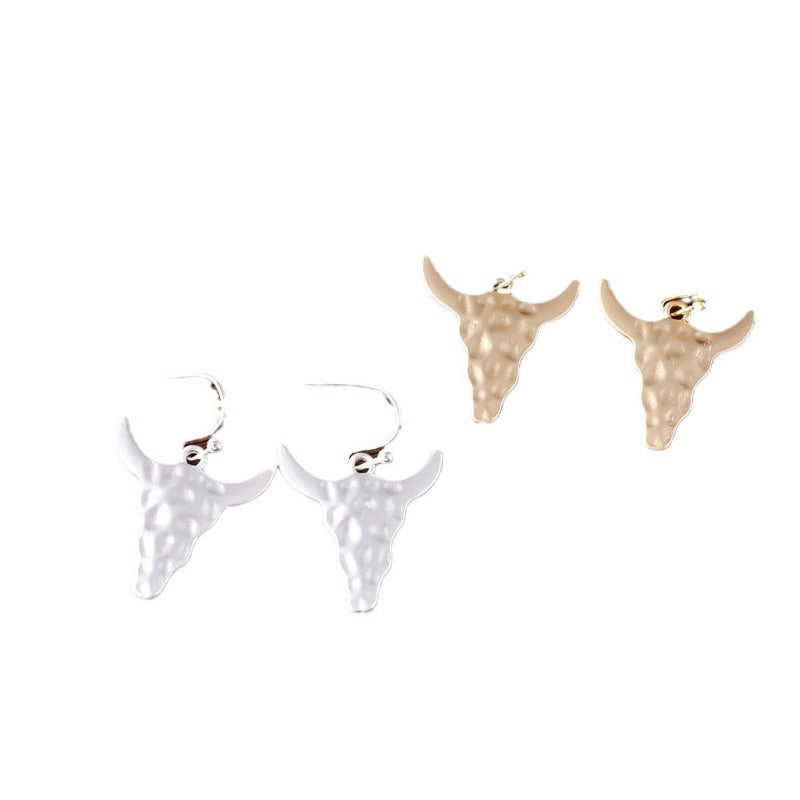 Wholesale Western Cowboy Concave and convex Bull Head Pendant Earrings ACC-ES-zhiyu002