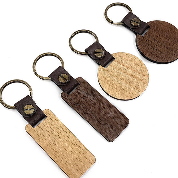 Wholesale PU DIY Wooden Keychain
