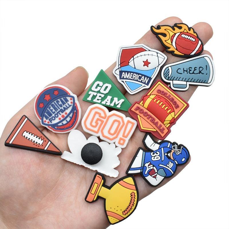 Wholesale Random 100pcs Football PVC Soft Rubber Shoe Buckle Decoration  ACC-SC-RYY088