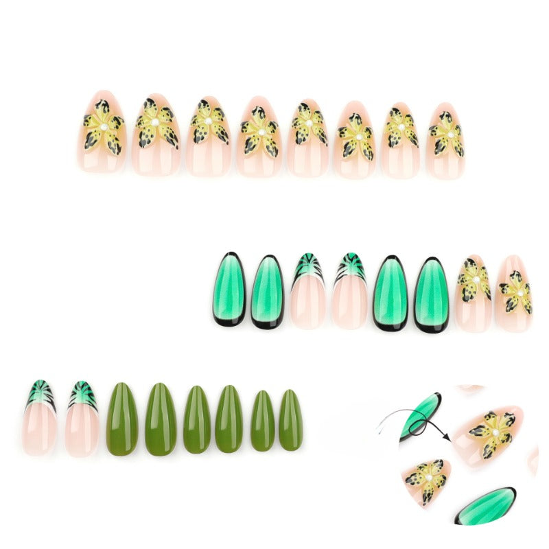 Wholesale 24 Pieces/box Tropical Flowers Nails Kits Nail Stickers ACC-NS-LeFan138