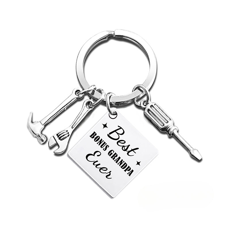Wholesale Father's Day Hammer Wrench Square Hanging Tag Festival Gift Metal Keychain ACC-KC-Ganggu014
