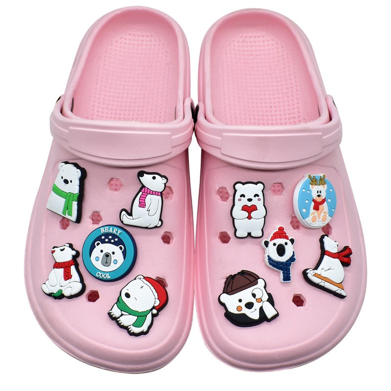 Wholesale Random 100pcs Polar Bear Cute Animal PVC Soft Rubber Shoe Buckle Decoration  ACC-SC-RYY084
