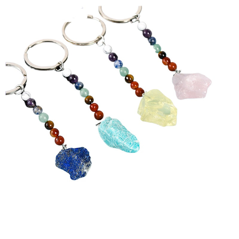Wholesale Natural Crystal Colorful Rough Stone Keychain ACC-KC-ZhiSF001
