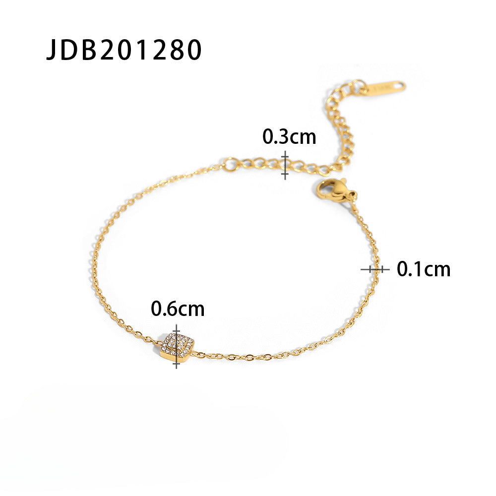 Wholesale 18K Gold Plated Bracelet Stainless Steel Bracelets Inlaid Zircon Jewelry ACC-BT-JD004