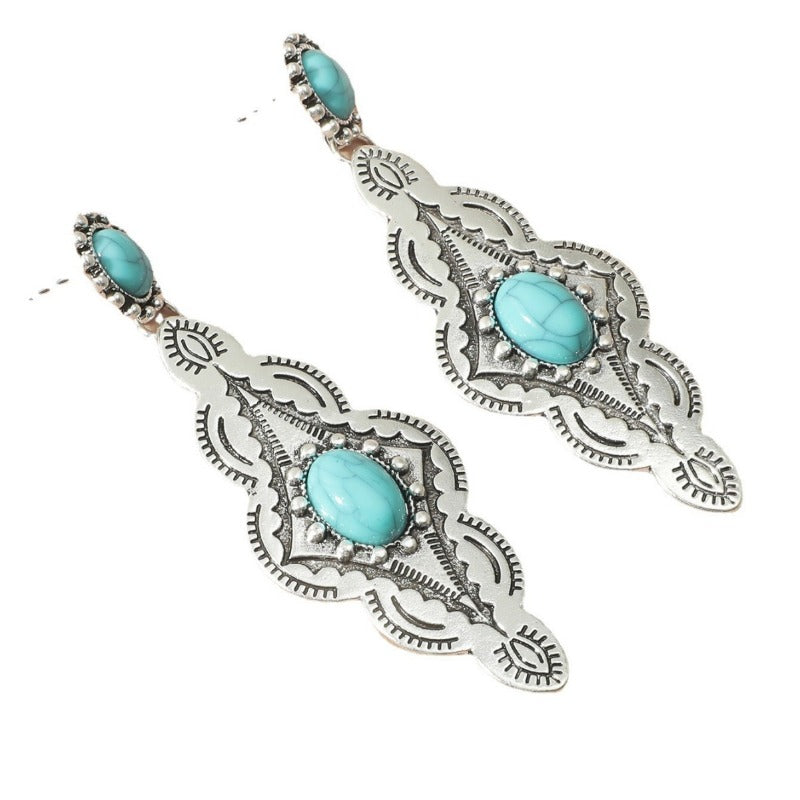 Wholesale Turquoise Long Earrings ACC-ES-JunJie018