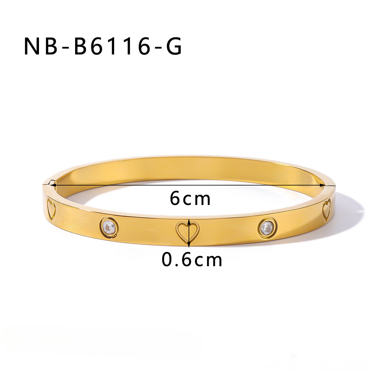 Wholesale Stainless Steel 18k Gold Plated Heart Diamond Bracelets ACC-BT-Xiny021