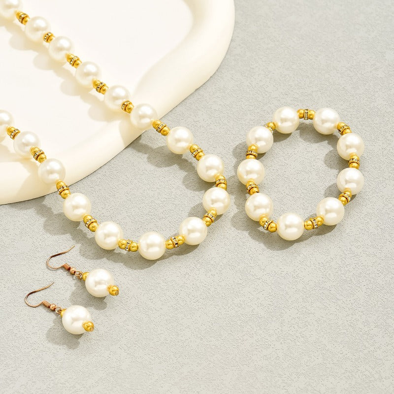 Wholesale Pearl Earrings Necklace Bracelet Set ACC-NE-BaSha007
