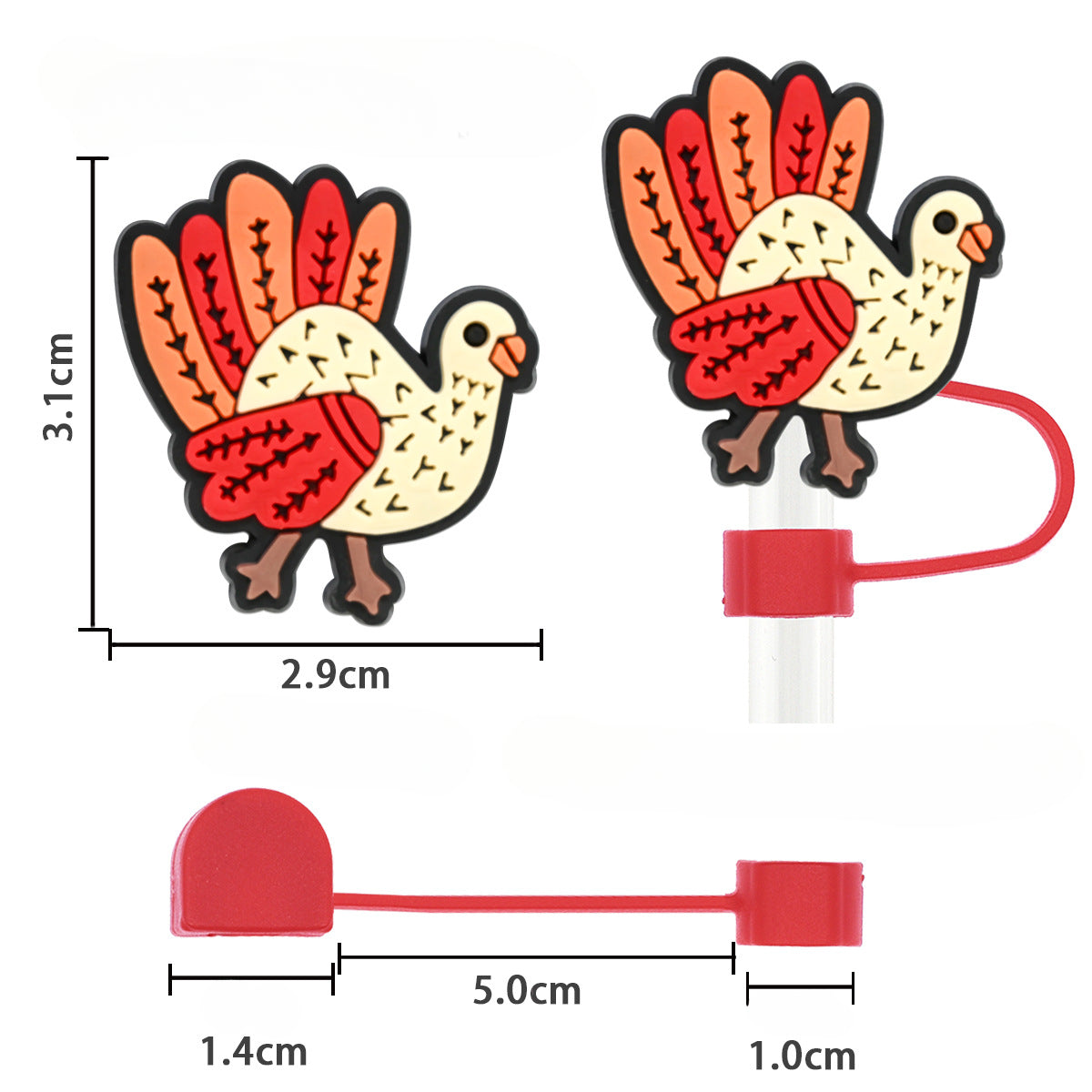 Wholesale Random 100pcs Thanksgiving 10mm PVC Soft Straw Tube Cap ACC-SCR-RYY103