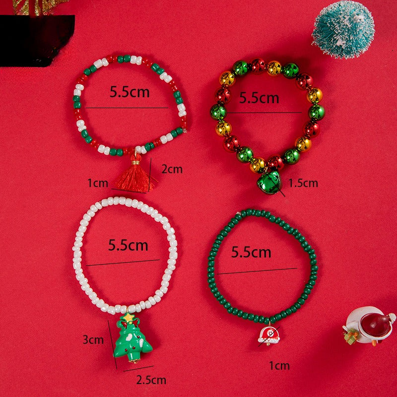Wholesale Christmas Jewelry Cute Bell Elk Snowman Bracelet Set ACC-BT-YongGe007