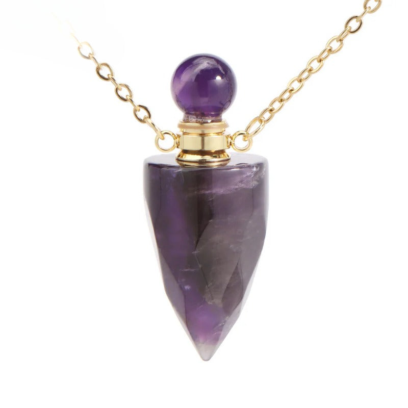 Wholesale Natural Stone Crystal Perfume Bottle Necklace ACC-NE-HuaiShe005