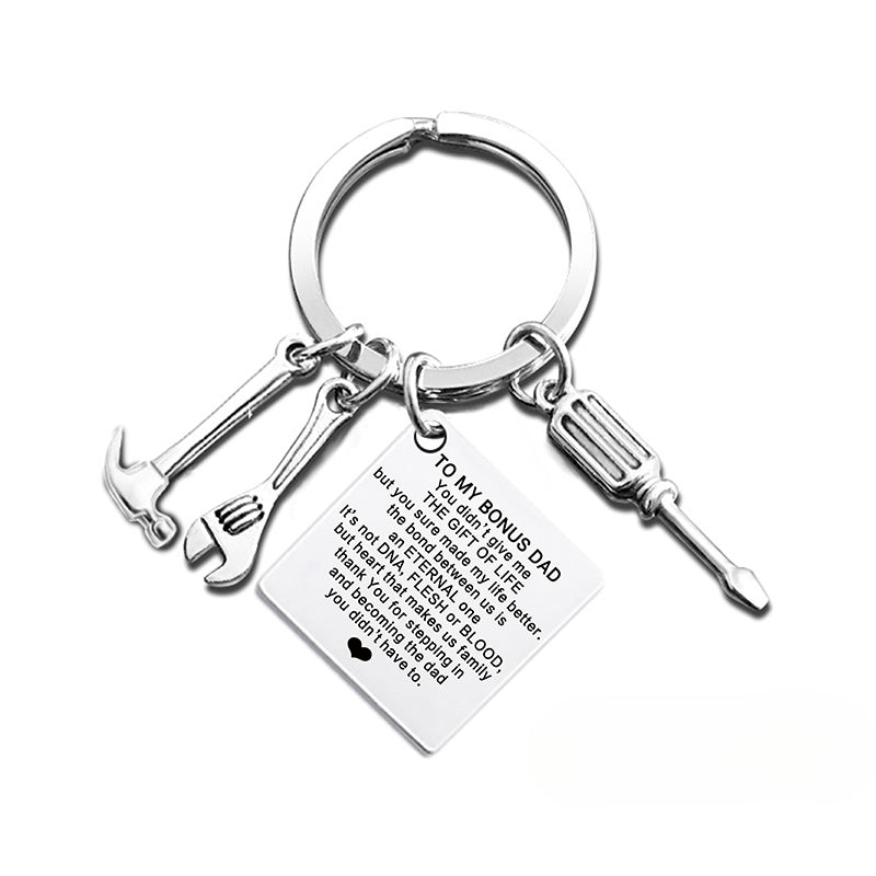 Wholesale Father's Day Hammer Wrench Square Hanging Tag Festival Gift Metal Keychain ACC-KC-Ganggu014