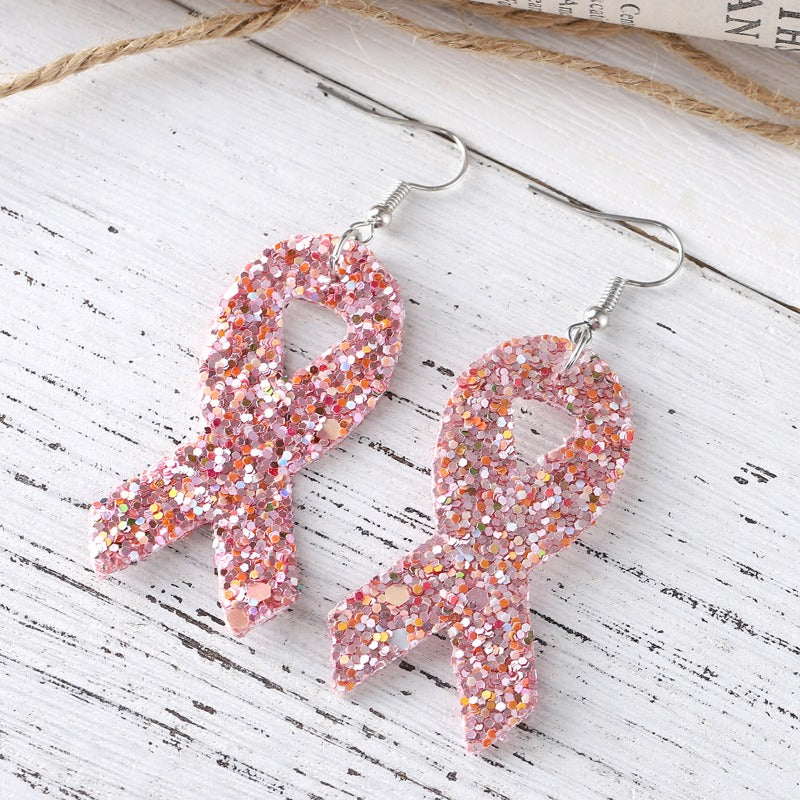 Wholesale PU Leather Pink Ribbon Drop Earrings ACC-ES-ChuLian101