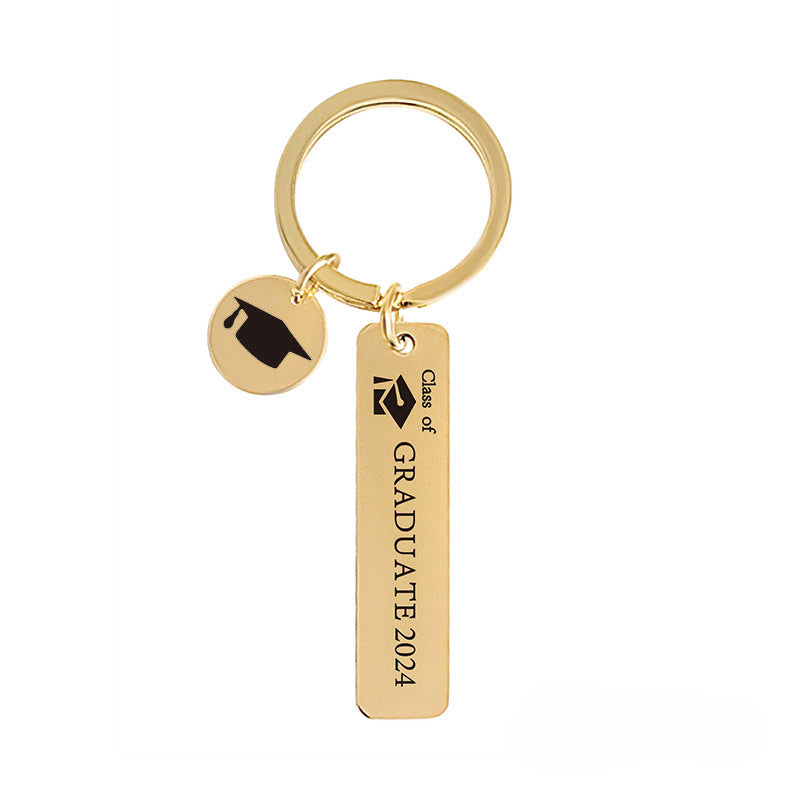 Wholesale 2024 Graduation Season Inspirational Phrases Square Stainless Steel Keychain ACC-KC-Ganggu013