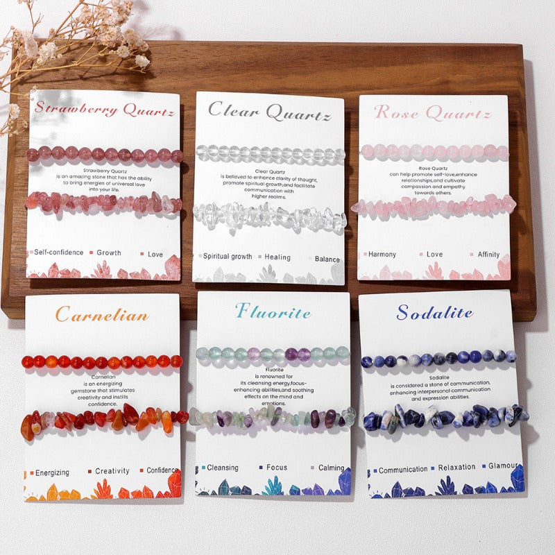 Wholesale Double Layer Natural Strawberry Crystal 8mm Bead Elastic Bracelet ACC-BT-YinYi009