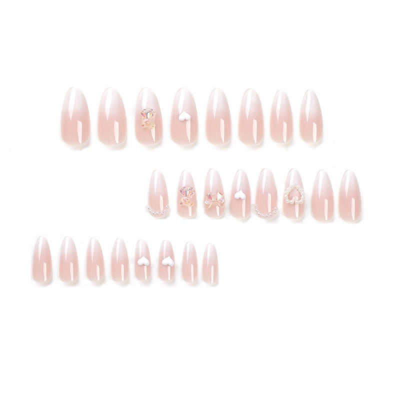 Wholesale 24 Pieces/box Gradient Pearl Bow Nails Kits Nail Stickers ACC-NS-LeFan266