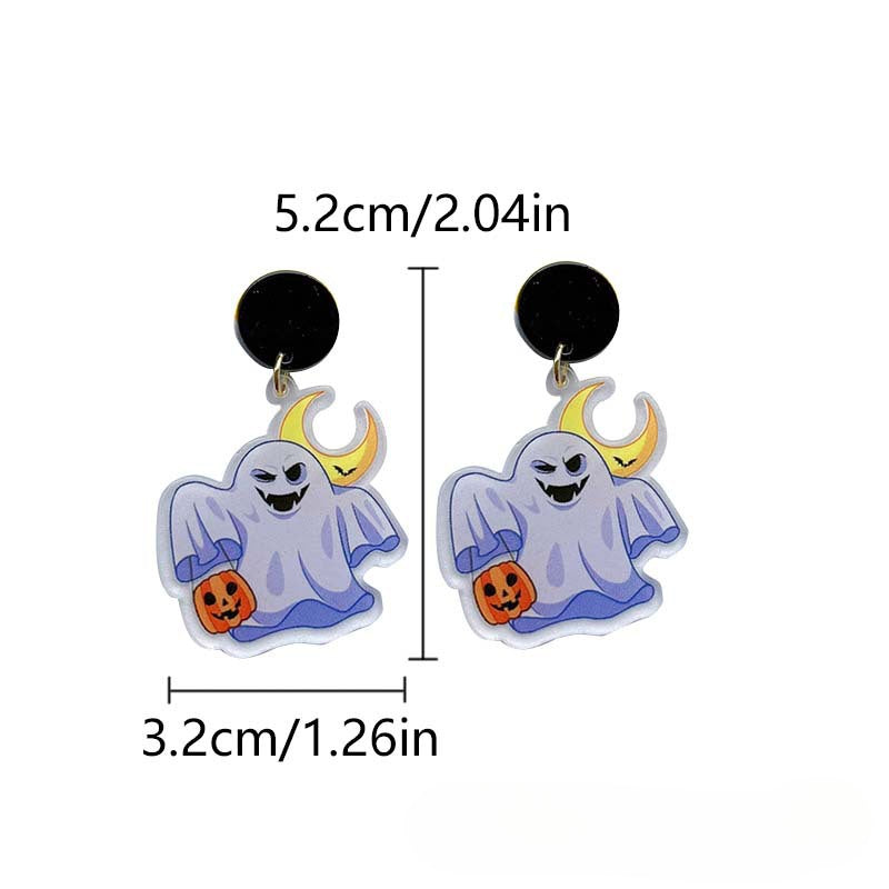 Wholesale Halloween Funny Horror Skull Ghost Acrylic Earrings ACC-ES-YingHao002