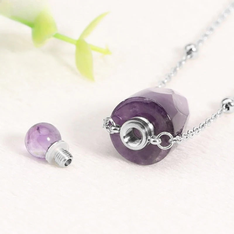 Wholesale Natural Stone Crystal Perfume Bottle Necklace ACC-NE-HuaiShe005